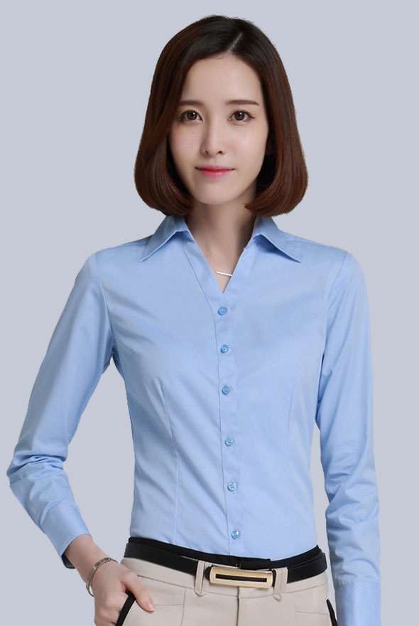 女士V领职业衬衫定制