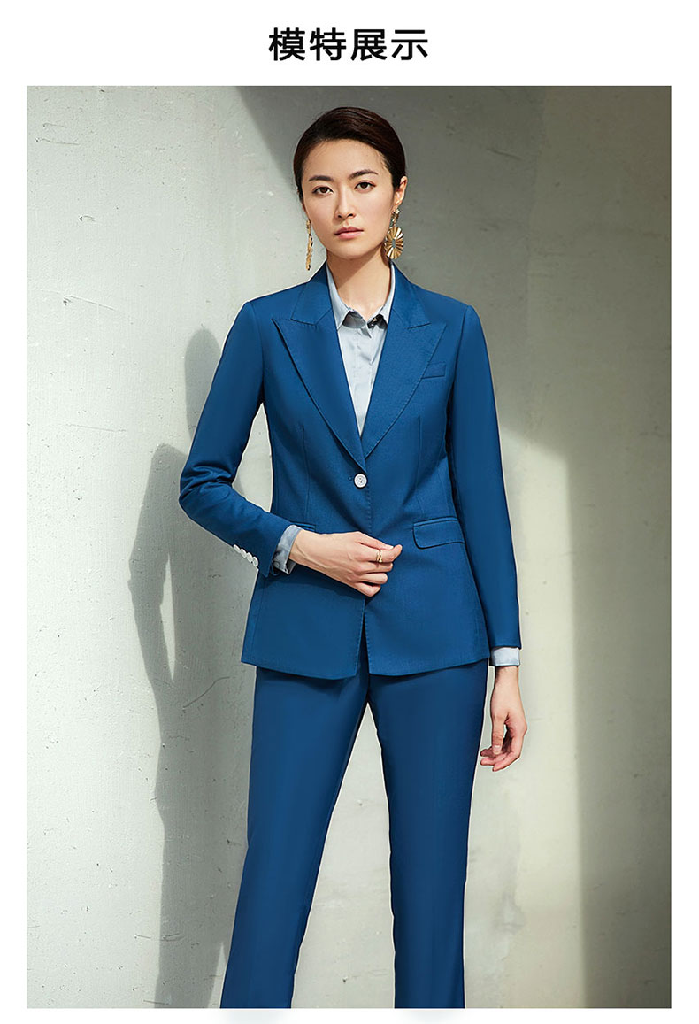 女士孔雀蓝西服款式图
