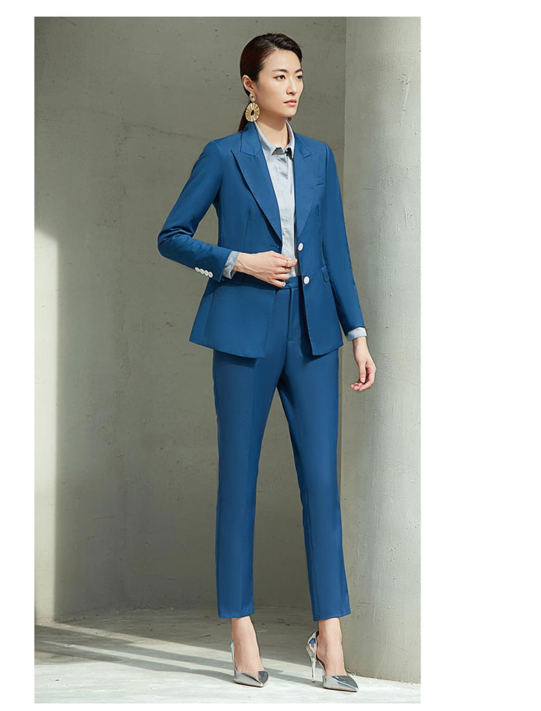 女士孔雀蓝西服定制图片