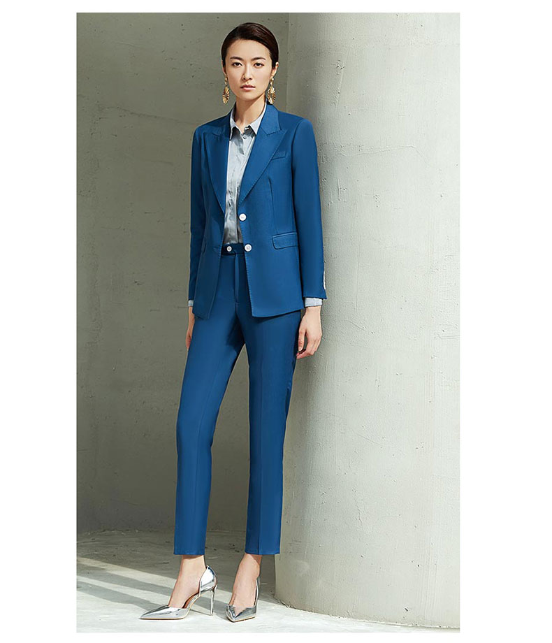 女士孔雀蓝西服图片展示