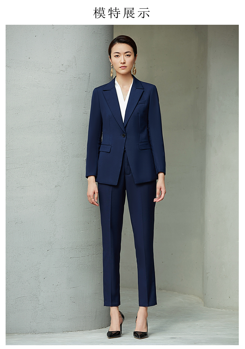 女款蓝色职业西服图片