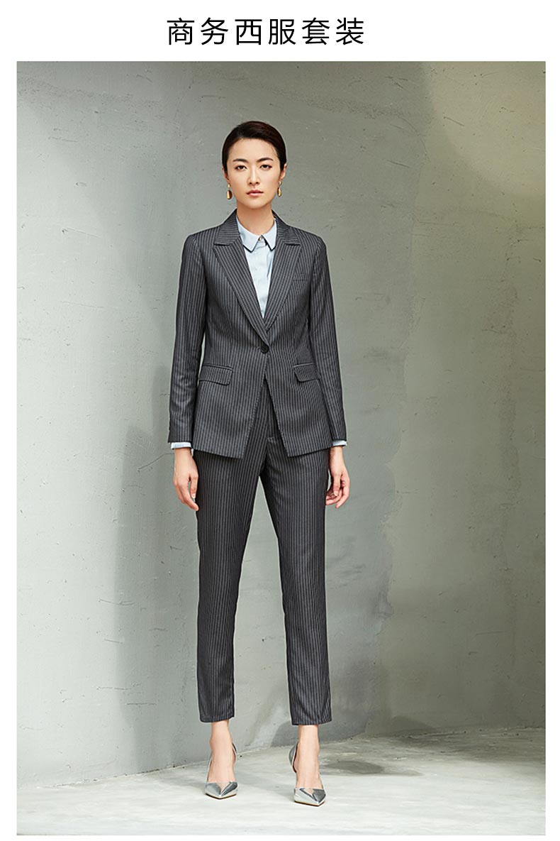 女士条纹西服定制款式图1